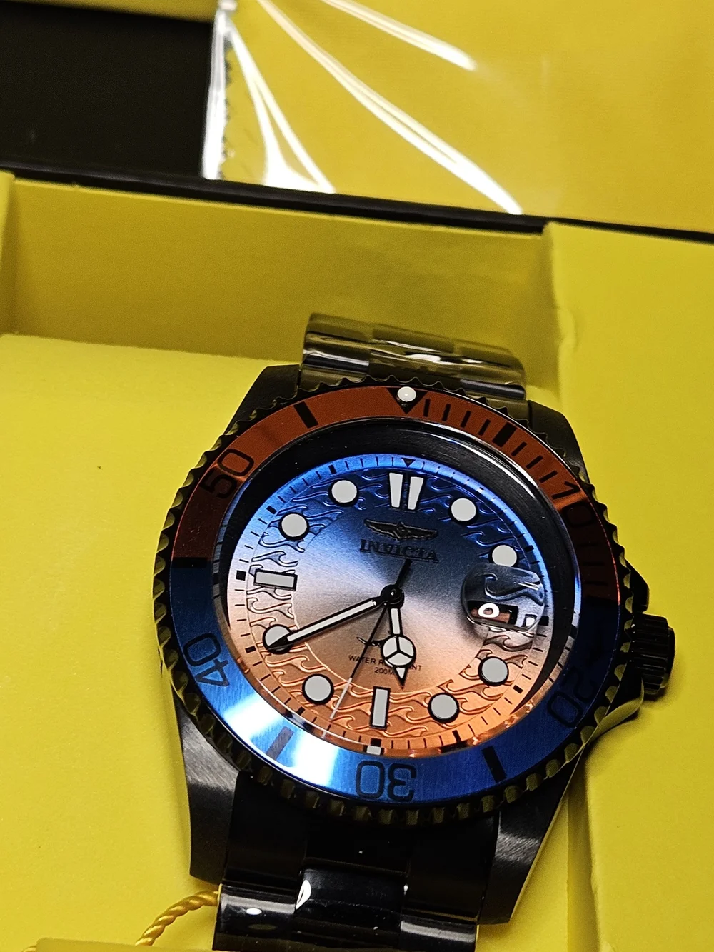 NWT Invicta Pro Diver Vectide Sunset Watch Black Stainless Steel 50976